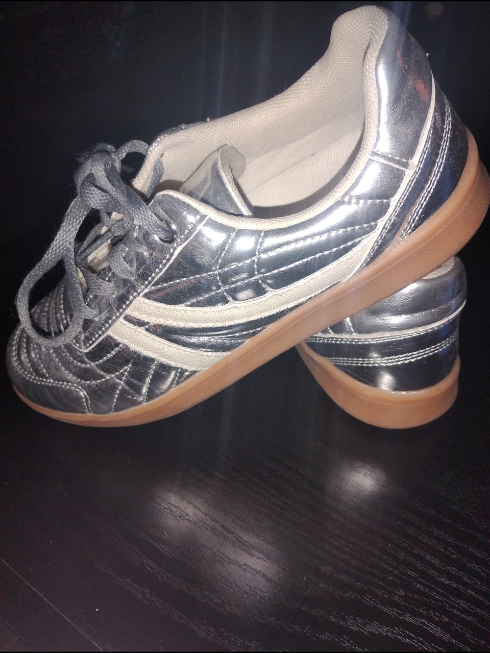 Steve Madden Metallic Silver Women's Athletic Sneakers, Size: 8.5